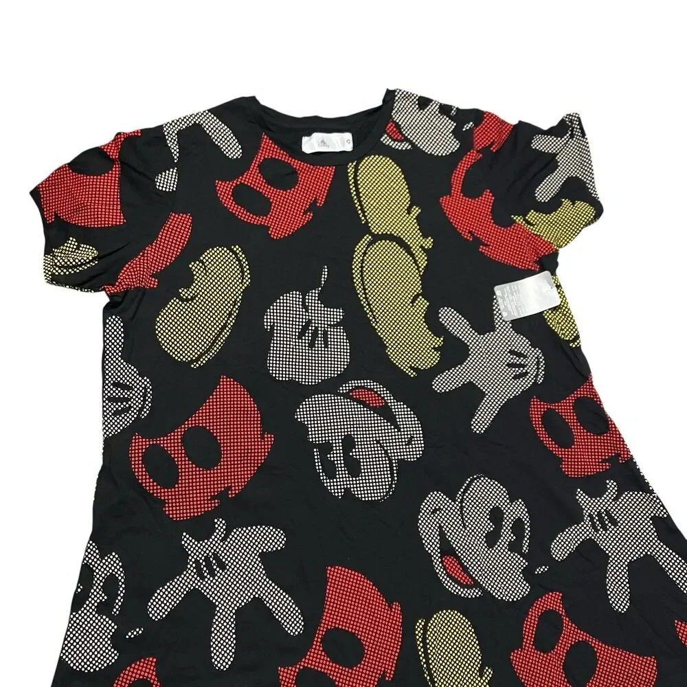Disney Mickey Mouse‎ Dress Black Pop Art Dot Print T Shirt Parks Womens XXL